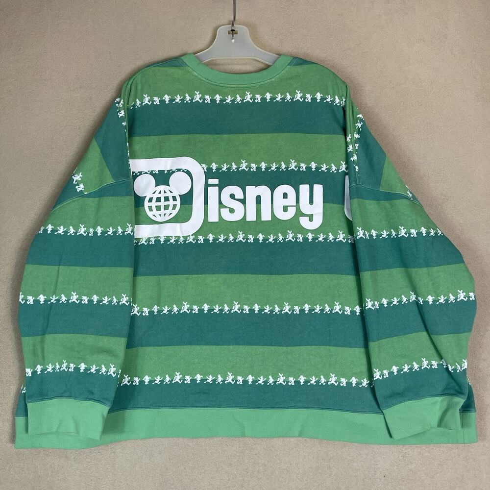 Disney World Sweatshirt Mens 3X Green Mickey and Friends Striped Spirit‎ Jersey - Picture 10 of 11